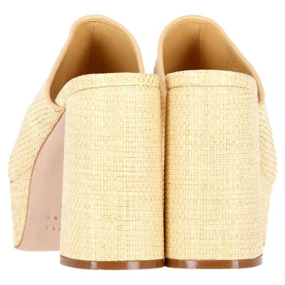 Porte & Paire Weaved Platform Mule Sandals in Yellow Vegetable Fiber - Picture 5 of 6